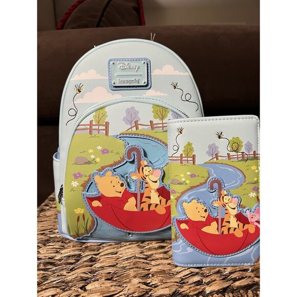 Loungefly Disney Winnie the Pooh Umbrella Scene Mini Backpack & Wallet Set - Picture 1 of 10